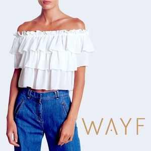 WAYF🌷Toulon Tiered Ruffle Bare Shoulders Top!
